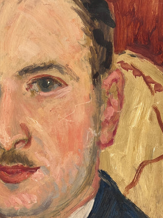 Todd Oldham Studio Collection - 1931 Vintage Found Portrait Painting of a Well-Dressed Man with Mustache