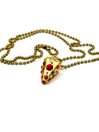 Todd Oldham 1990s Crystal-Covered Pendulum Charm Necklace