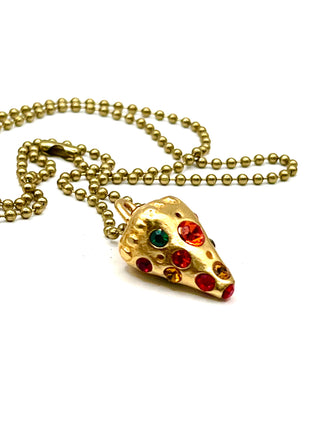 Todd Oldham 1990s Crystal-Covered Pendulum Charm Necklace