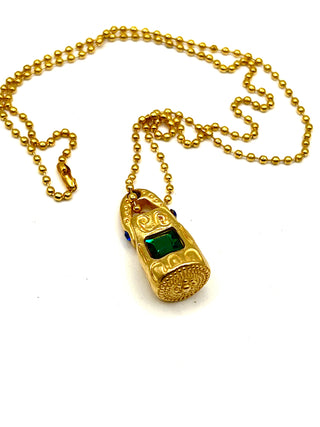 Vintage 1990s Todd Oldham 24kt Gold-Plated Crystal Charm Necklace