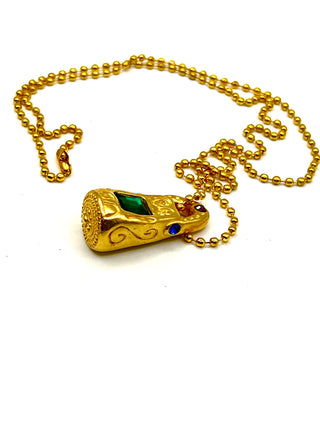 Vintage 1990s Todd Oldham 24kt Gold-Plated Crystal Charm Necklace