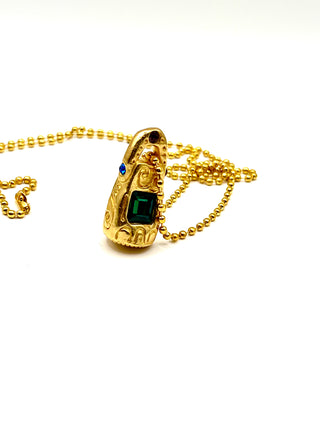 Vintage 1990s Todd Oldham 24kt Gold-Plated Crystal Charm Necklace
