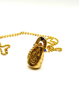 Vintage 1990s Todd Oldham 24kt Gold-Plated Crystal Charm Necklace