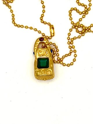 Vintage 1990s Todd Oldham 24kt Gold-Plated Crystal Charm Necklace