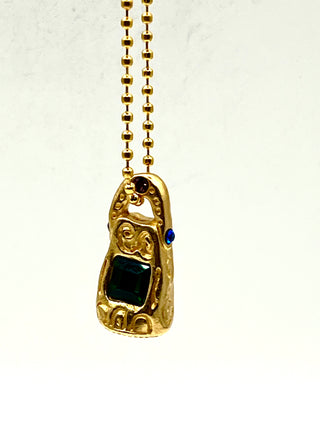 Vintage 1990s Todd Oldham 24kt Gold-Plated Crystal Charm Necklace