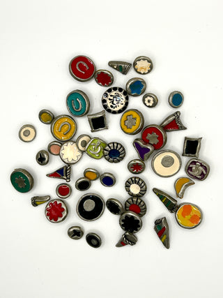 Set of 40 Vintage Todd Oldham Enamel Buttons – Mixed 1990s Signed And Dated Button Grab Bag