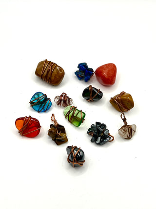 1990s Todd Oldham Designer Button Grab Bag – Mixed Semi-Precious Stone, Pearl & Glass Copper Wire Buttons