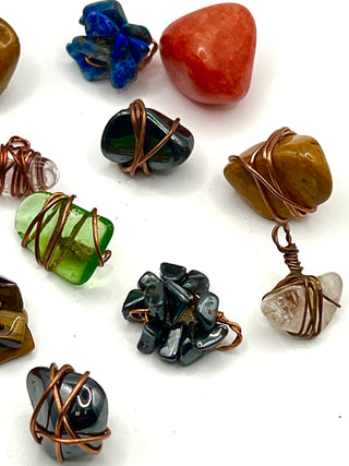 1990s Todd Oldham Designer Button Grab Bag – Mixed Semi-Precious Stone, Pearl & Glass Copper Wire Buttons