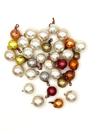 Vintage Todd Oldham 1990s Handmade Pearl & Copper Wire Buttons – Mixed Set of 30