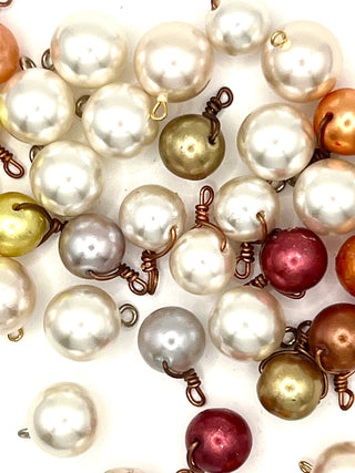 Vintage Todd Oldham 1990s Handmade Pearl & Copper Wire Buttons – Mixed Set of 30