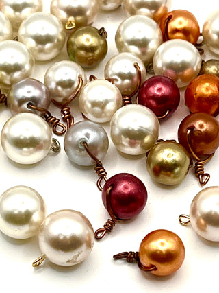 Vintage Todd Oldham 1990s Handmade Pearl & Copper Wire Buttons – Mixed Set of 30