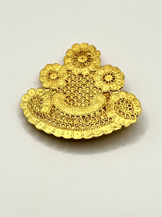 Vintage 24kt Gold Plated Doily Belt Buckle