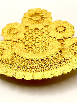 Vintage 24kt Gold Plated Doily Belt Buckle