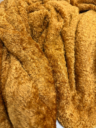 Todd Oldham Home Peluche Yarn Throw Blanket Gold/Brown