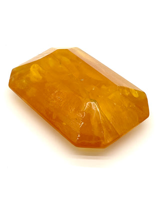 Vintage Todd Oldham  1990s Faceted Amber Resin Emerald-Cut Jewel Object – Decorative Desk / Home Accent