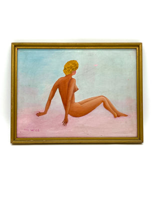 Todd Oldham Studio Collection - Vintage Found Figurative Nude Painting, Signed Sol Weiss
