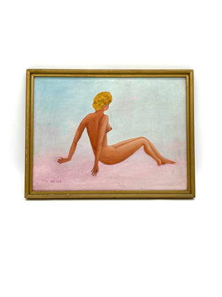 Todd Oldham Studio Collection - Vintage Found Figurative Nude Painting, Signed Sol Weiss