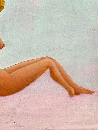 Todd Oldham Studio Collection - Vintage Found Figurative Nude Painting, Signed Sol Weiss
