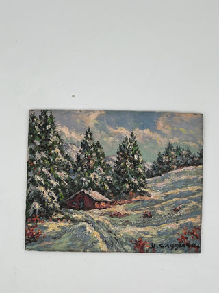 Sparkling Winter Scene – Vintage Found Paint-by-Number Style Snow Landscape from the Todd Oldham Studio Collections