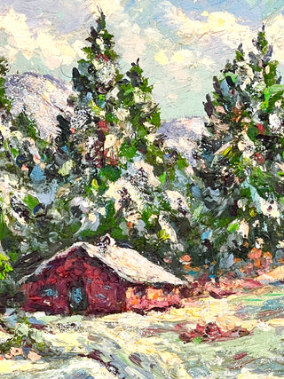 Sparkling Winter Scene – Vintage Found Paint-by-Number Style Snow Landscape from the Todd Oldham Studio Collections