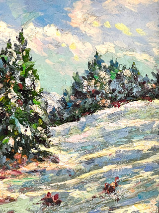 Sparkling Winter Scene – Vintage Found Paint-by-Number Style Snow Landscape from the Todd Oldham Studio Collections