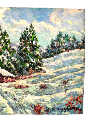 Sparkling Winter Scene – Vintage Found Paint-by-Number Style Snow Landscape from the Todd Oldham Studio Collections