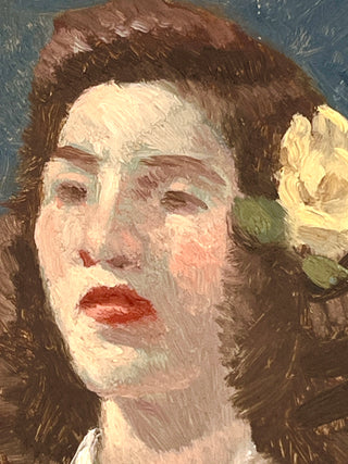 Todd Oldham Studio Collection - Double-Sided Found Portrait Painting – Woman with Flower / Man in Cap