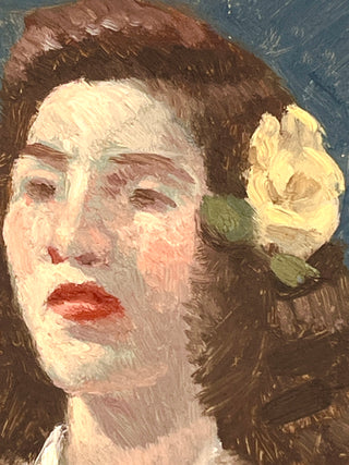 Todd Oldham Studio Collection - Double-Sided Found Portrait Painting – Woman with Flower / Man in Cap