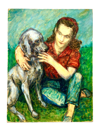 Todd Oldham Studio Collection - Young Woman with Dog, 1957 – Found Portrait Signed E. Robson