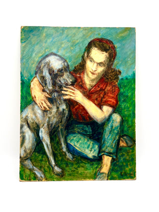 Todd Oldham Studio Collection - Young Woman with Dog, 1957 – Found Portrait Signed E. Robson