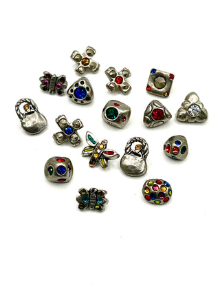 Set of 16 Mini Vintage Todd Oldham Design Silver Buttons with Swarovski Crystals – 1995–1996 Mixed Grab Bag