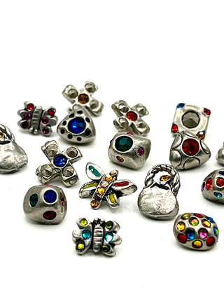 Set of 16 Mini Vintage Todd Oldham Design Silver Buttons with Swarovski Crystals – 1995–1996 Mixed Grab Bag
