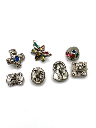 Set of 16 Mini Vintage Todd Oldham Design Silver Buttons with Swarovski Crystals – 1995–1996 Mixed Grab Bag
