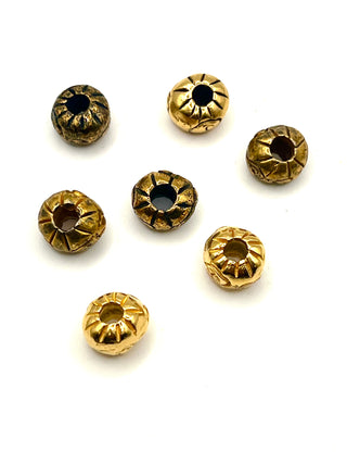 Set of 7 Vintage 1990s Todd Oldham 24kt Gold-Plated Etched Beads – Cord & Tie Punctuation Beads