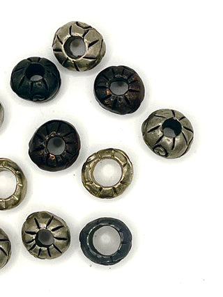 Set of 11 Vintage 1990s Todd Oldham Silver-Plated Etched Beads – Ebonized
