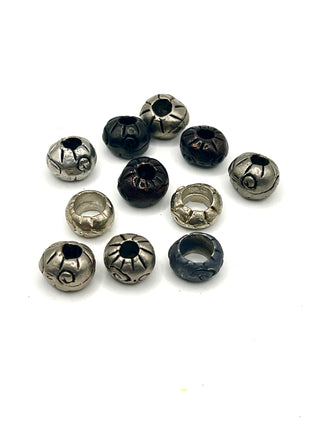 Set of 11 Vintage 1990s Todd Oldham Silver-Plated Etched Beads – Ebonized