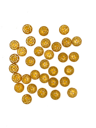 Set of 32 Vintage Czech Glass Buttons – 1940s–1960s - Gilt Eight-Point Star Motif