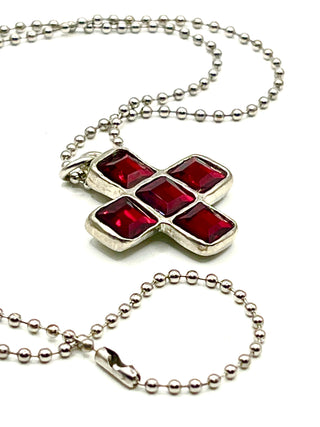 Vintage 1993 Todd Oldham Iconic Silver Plated Plus Sign Swarovski Crystal Charm Necklace 
