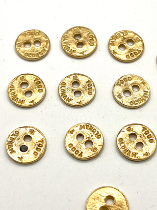 Vintage Todd Oldham Sew-Through Buttons – 24kt Gold Plated, Signed & Dated 1997