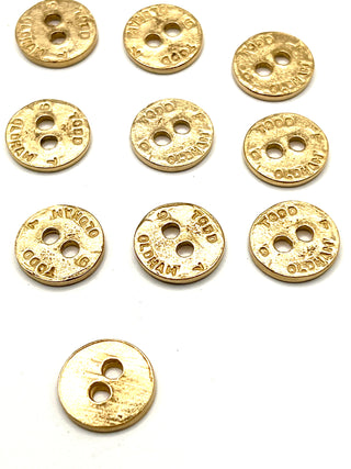 Vintage Todd Oldham Sew-Through Buttons – 24kt Gold Plated, Signed & Dated 1997