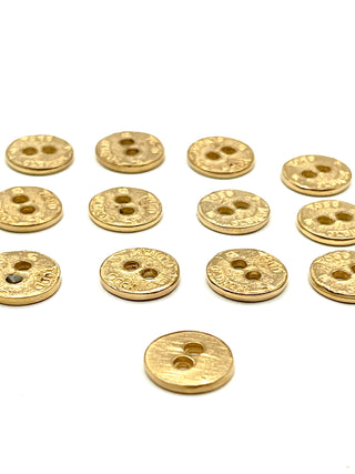 Vintage Todd Oldham Sew-Through Buttons – 24kt Gold Plated, Signed & Dated 1997