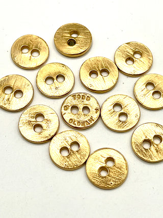 Vintage Todd Oldham Sew-Through Buttons – 24kt Gold Plated, Signed & Dated 1997