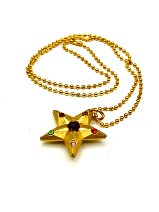 Vintage Todd Oldham 1990s Double-Sided Star Charm Necklace – 24kt Gold Plated, Swarovski Crystal Pendant