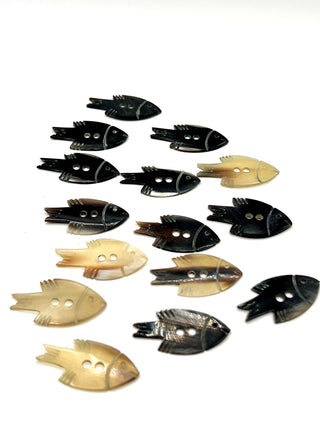 Todd Oldham Studio Happy Fish Buttons – Set of 14 Synthetic Tortoise Look Buttons