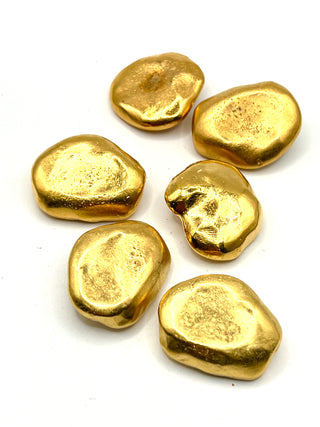 Vintage Todd Oldham Signed Nugget Buttons Set of 6, 24kt Gold Plated, Fall 1992 Interiors Collection