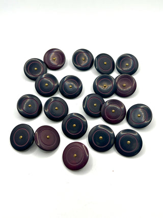 Set of 20 Vintage Resin Buttons with Brass Shank & Center Detail