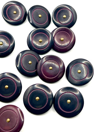 Set of 20 Vintage Resin Buttons with Brass Shank & Center Detail