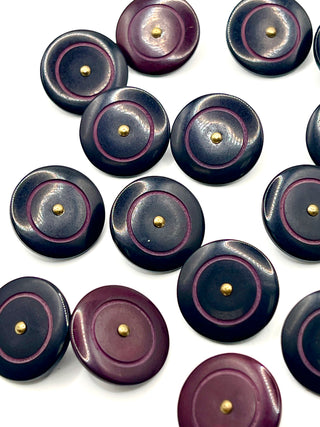 Set of 20 Vintage Resin Buttons with Brass Shank & Center Detail