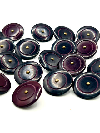 Set of 20 Vintage Resin Buttons with Brass Shank & Center Detail