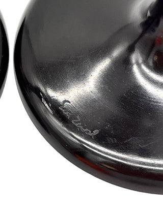 Todd Oldham Studio Collection - Pair of Eva Zeisel Matte Black Metal Candlesticks – Biomorphic Hourglass Design